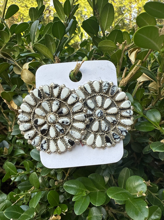 White Buffalo Cluster Earrings