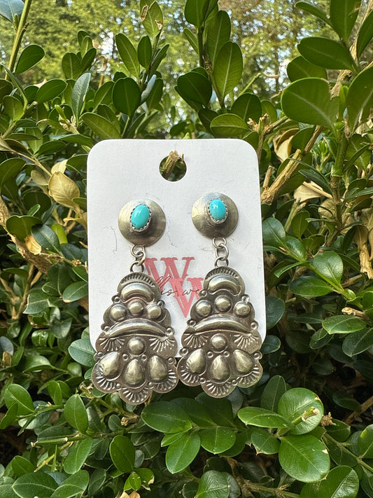 Stud-Dangle Concho Earrings