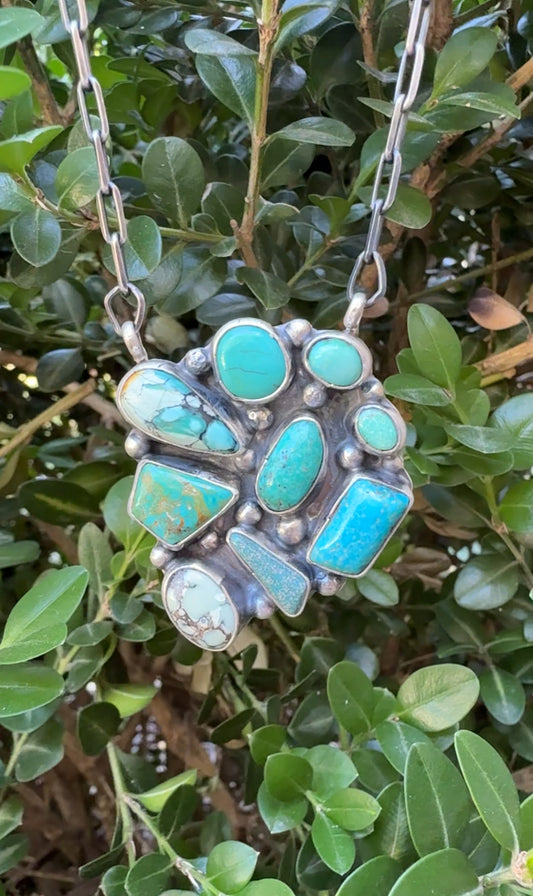 Multistone Cluster Bar Necklace