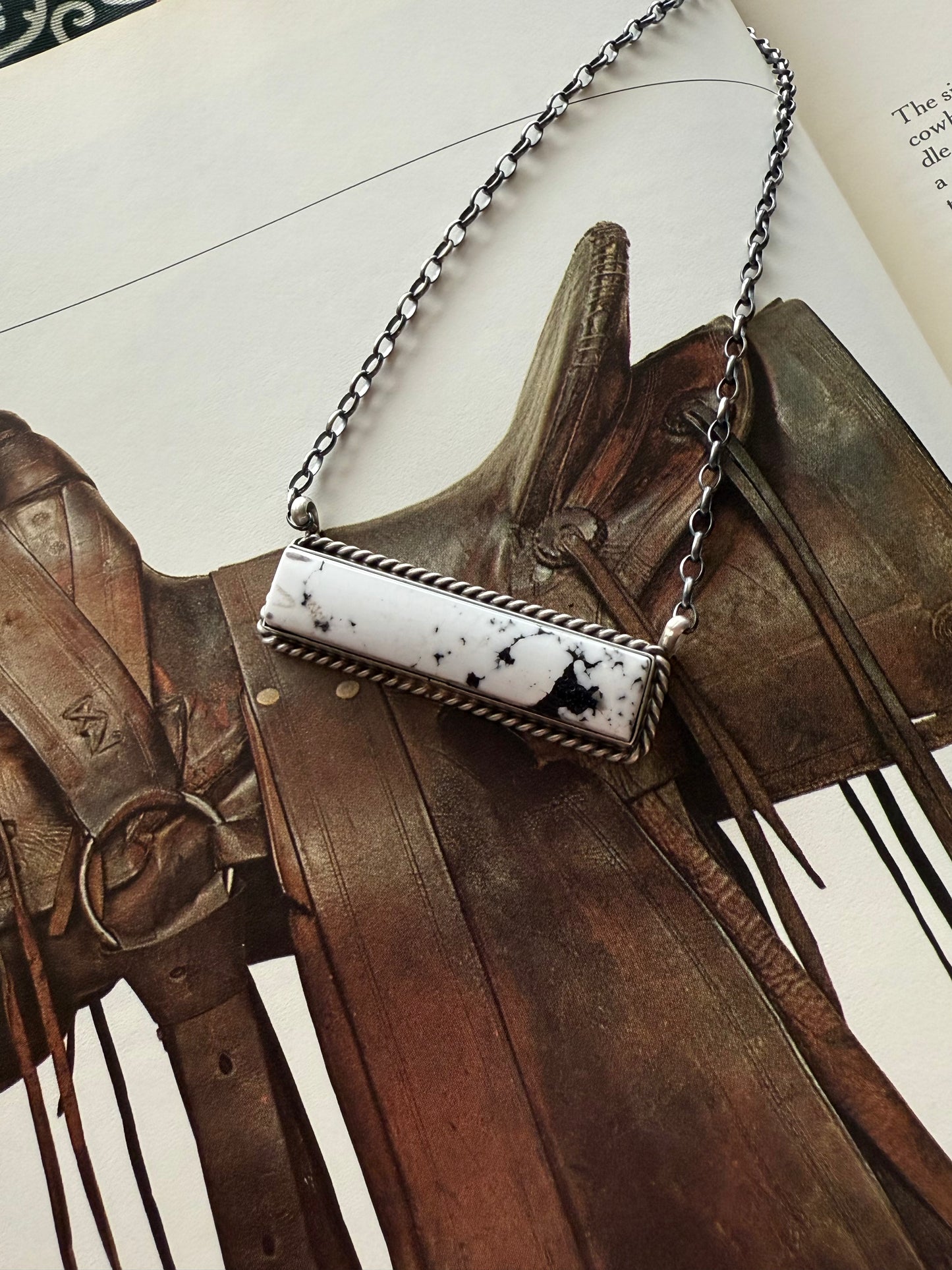 White Buffalo Bar Necklace