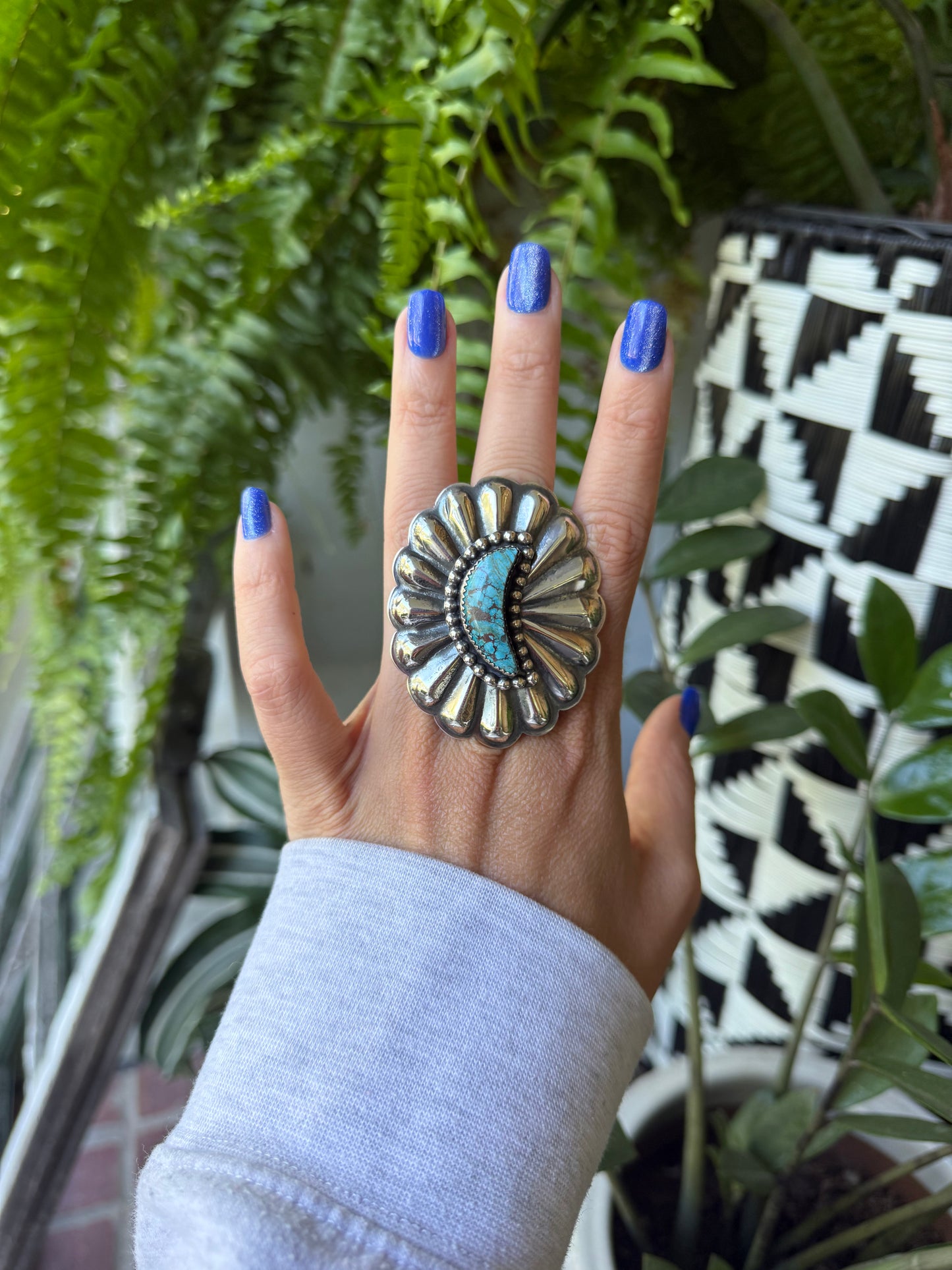 Ty Etsitty - Turquoise Moon1 Adjustable Ring