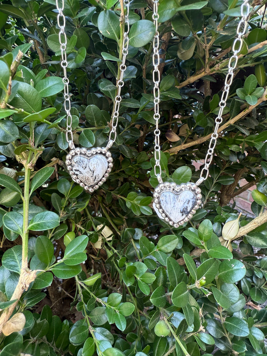 White Buffalo Heart Necklace
