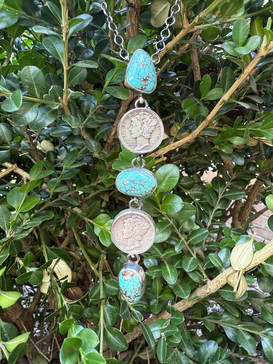 Turquoise & Liberty Dime Lariat