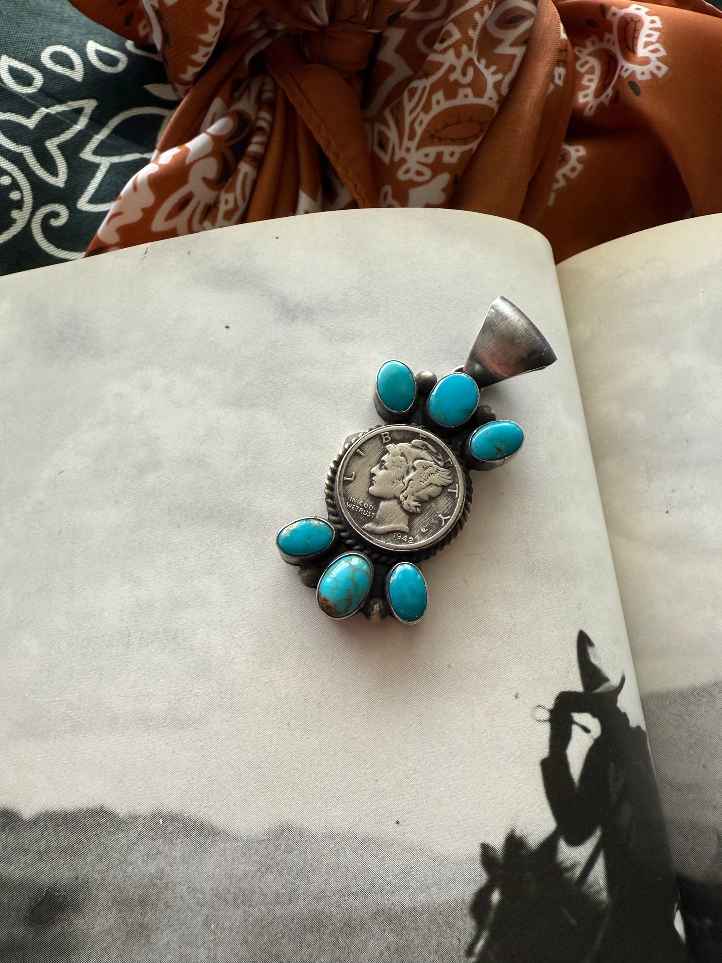 Turquoise & Coin Pendant