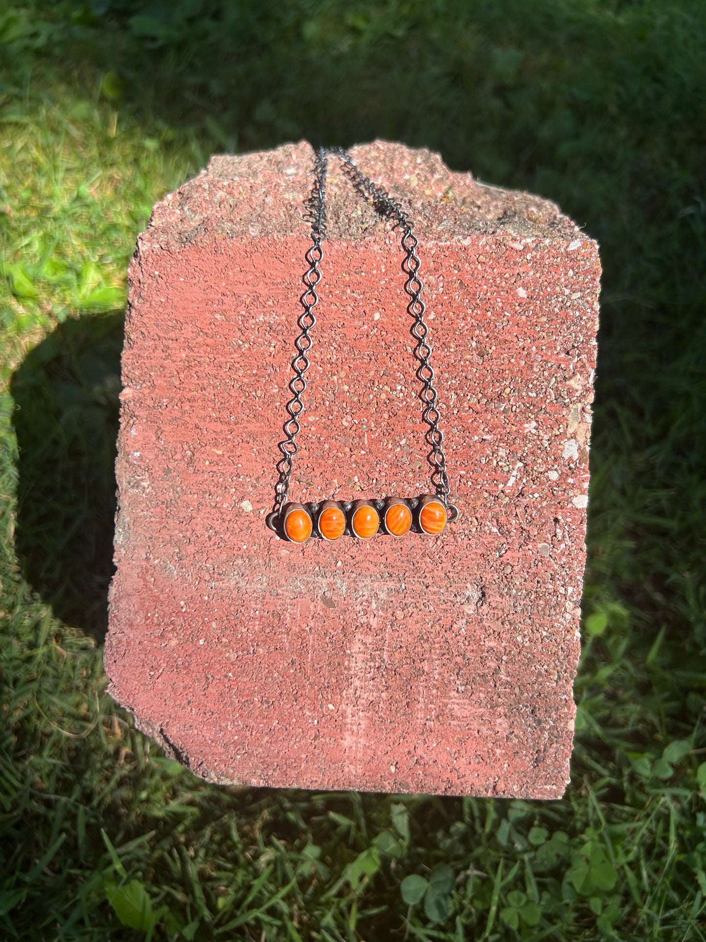 Orange Spiny Bar necklace