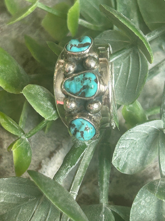 3 Stone Turquoise Cigar Band Ring