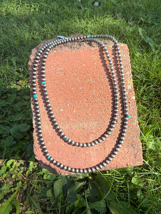 36” Machine Made Pearls with Turquoise