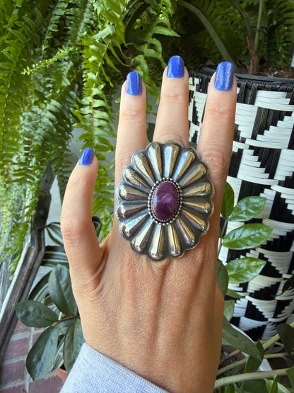Ty Etsitty - Purple Spiny Adjustable Concho Ring