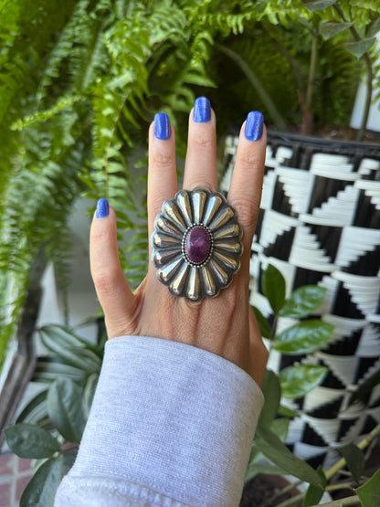 Ty Etsitty - Purple Spiny Adjustable Concho Ring