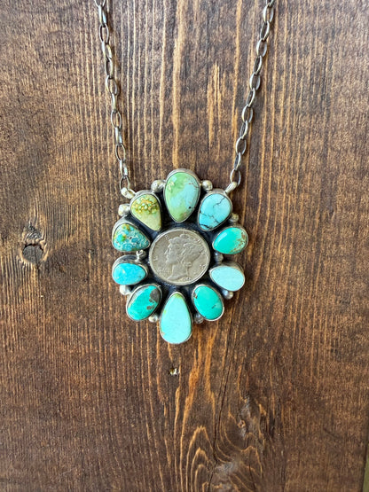 John Skeets - Mixed Mine & Mercury Dime Cluster Necklace