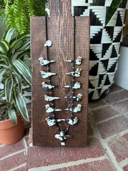 White Buffalo Hummingbird Fetish Necklace