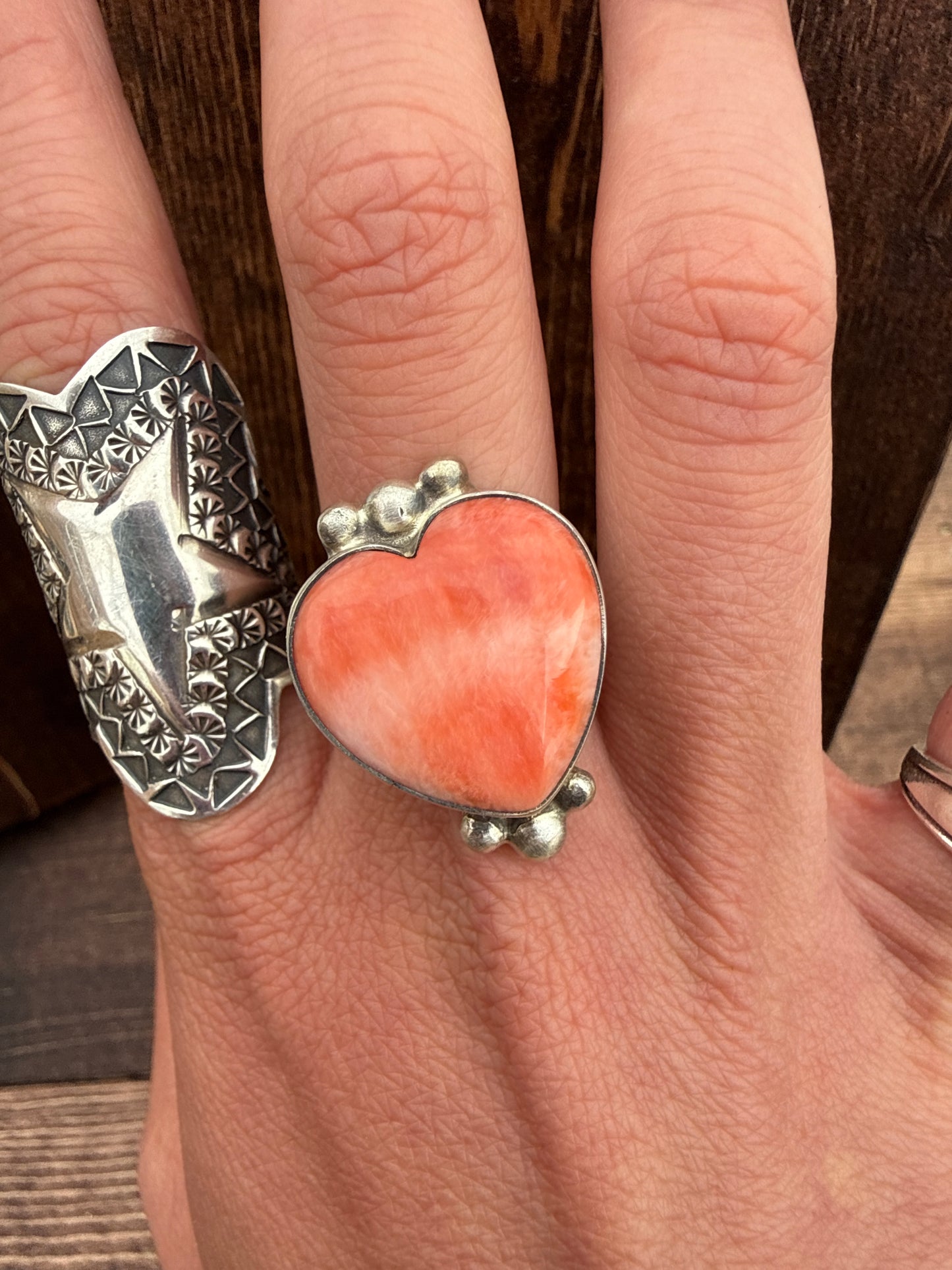 Orange Spiny Heart Ring