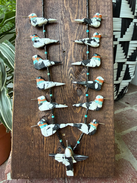 White Buffalo Hummingbird Fetish Necklace