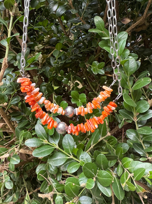 Orange Spiny Chip Necklace