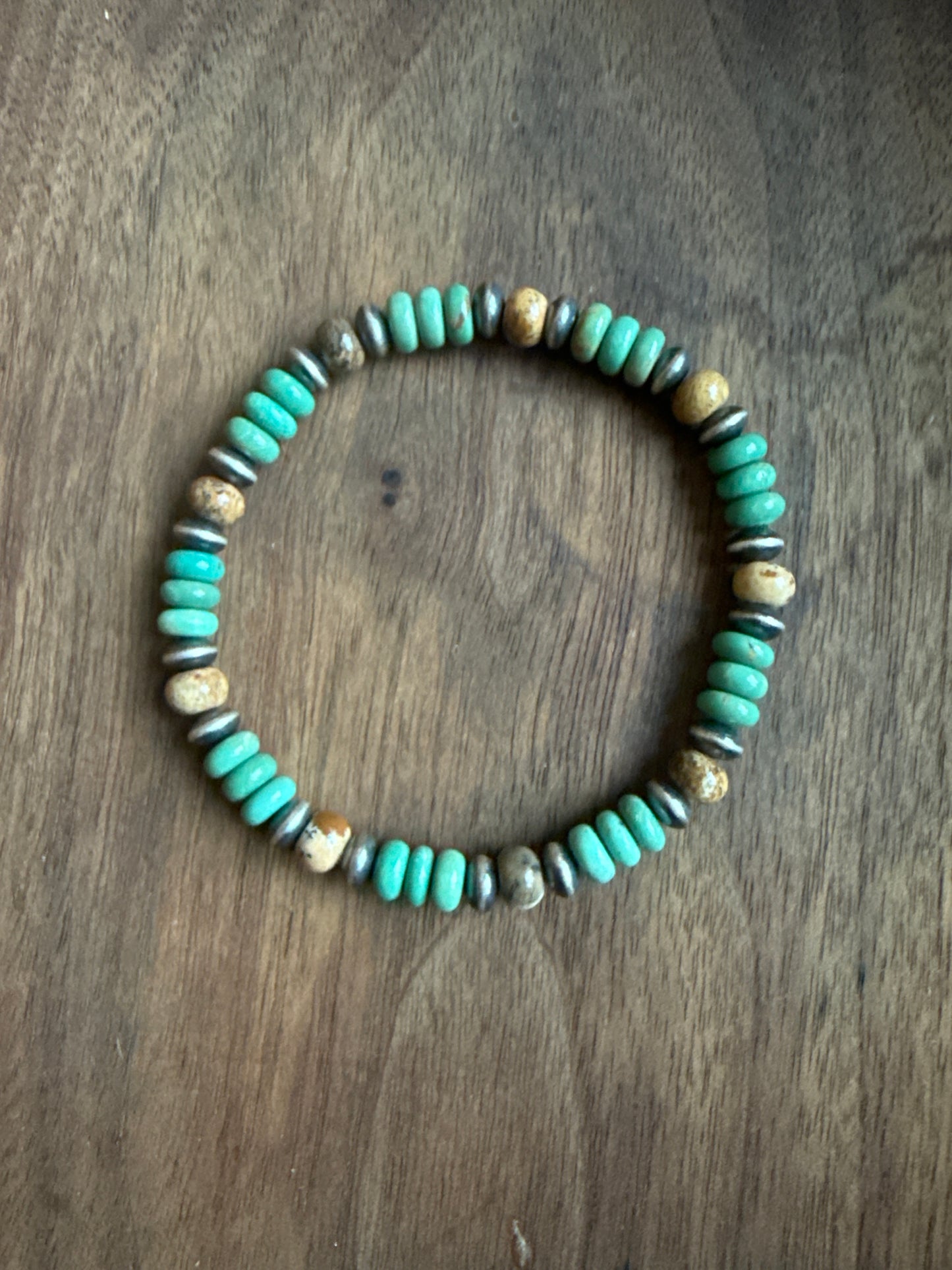 Green Turquoise & Jasper 6mm Stretch Bracelet