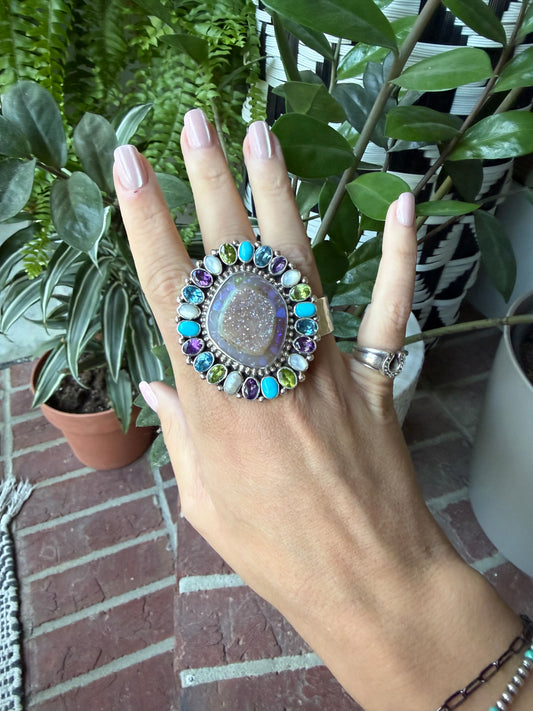 Tonya June Rafael - Druzy & Mixed Gemstone Ring