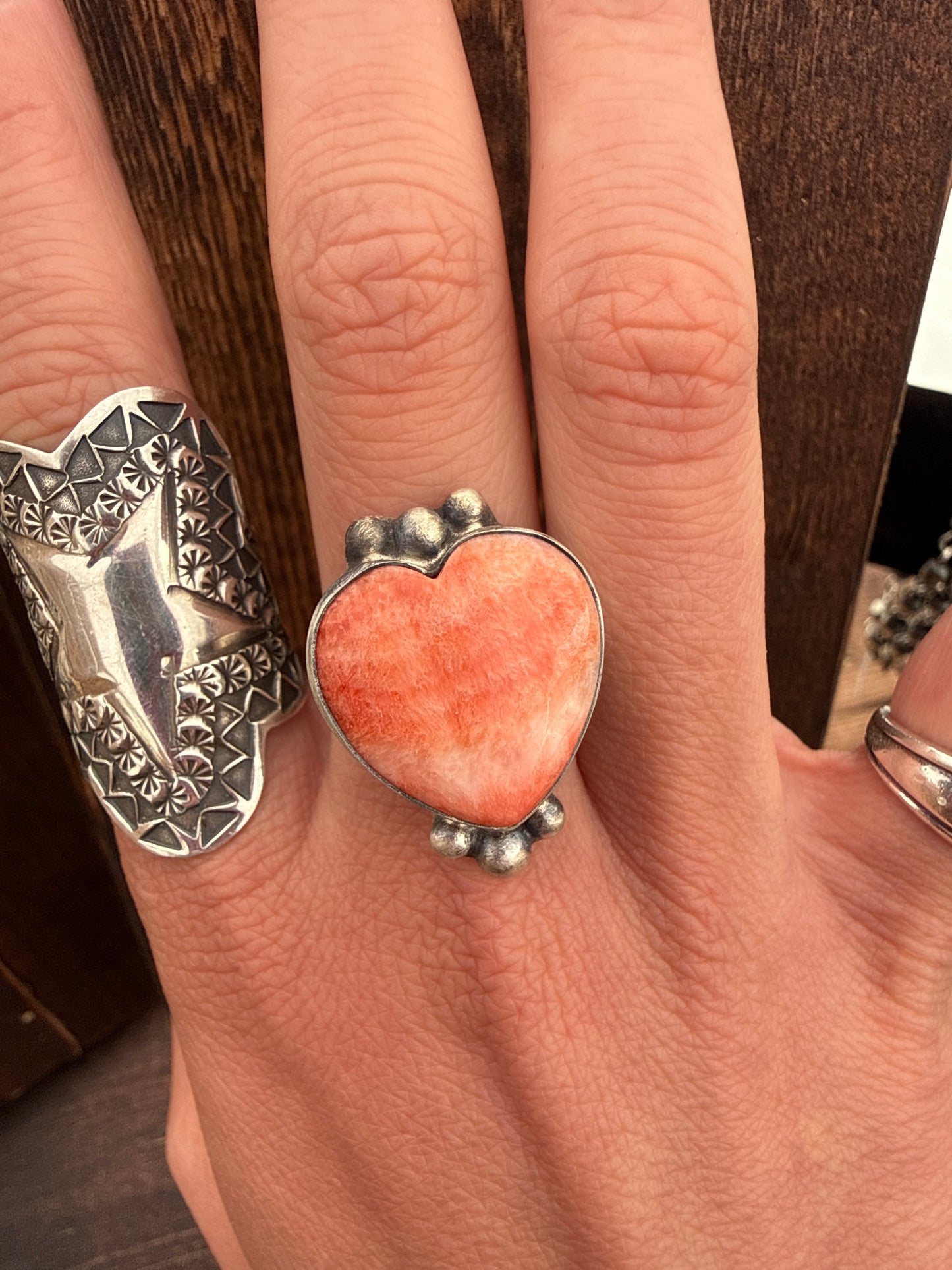 Orange Spiny Heart Ring