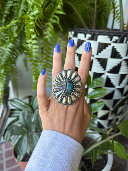 Ty Etsitty - Turquoise Moon2 Adjustable Concho Ring