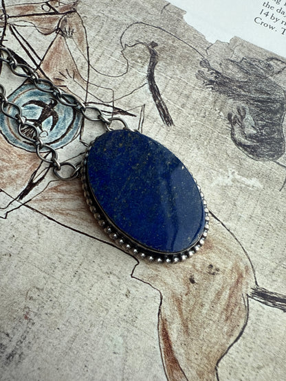 Blue Lapis Solitaire Necklace