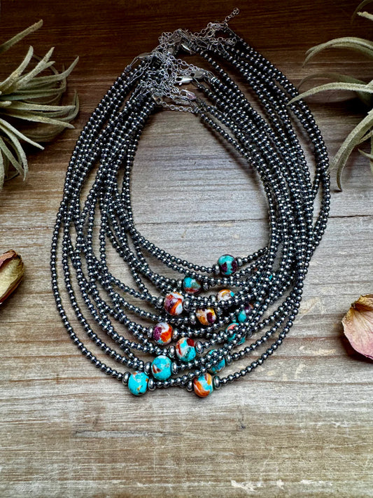 Pearls with Compressed Turquoise Stone