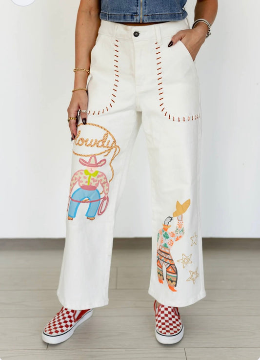 Howdy Pants - White