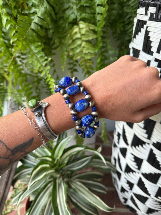 Chimney Butte - Blue Lapis & Pearl Bracelet