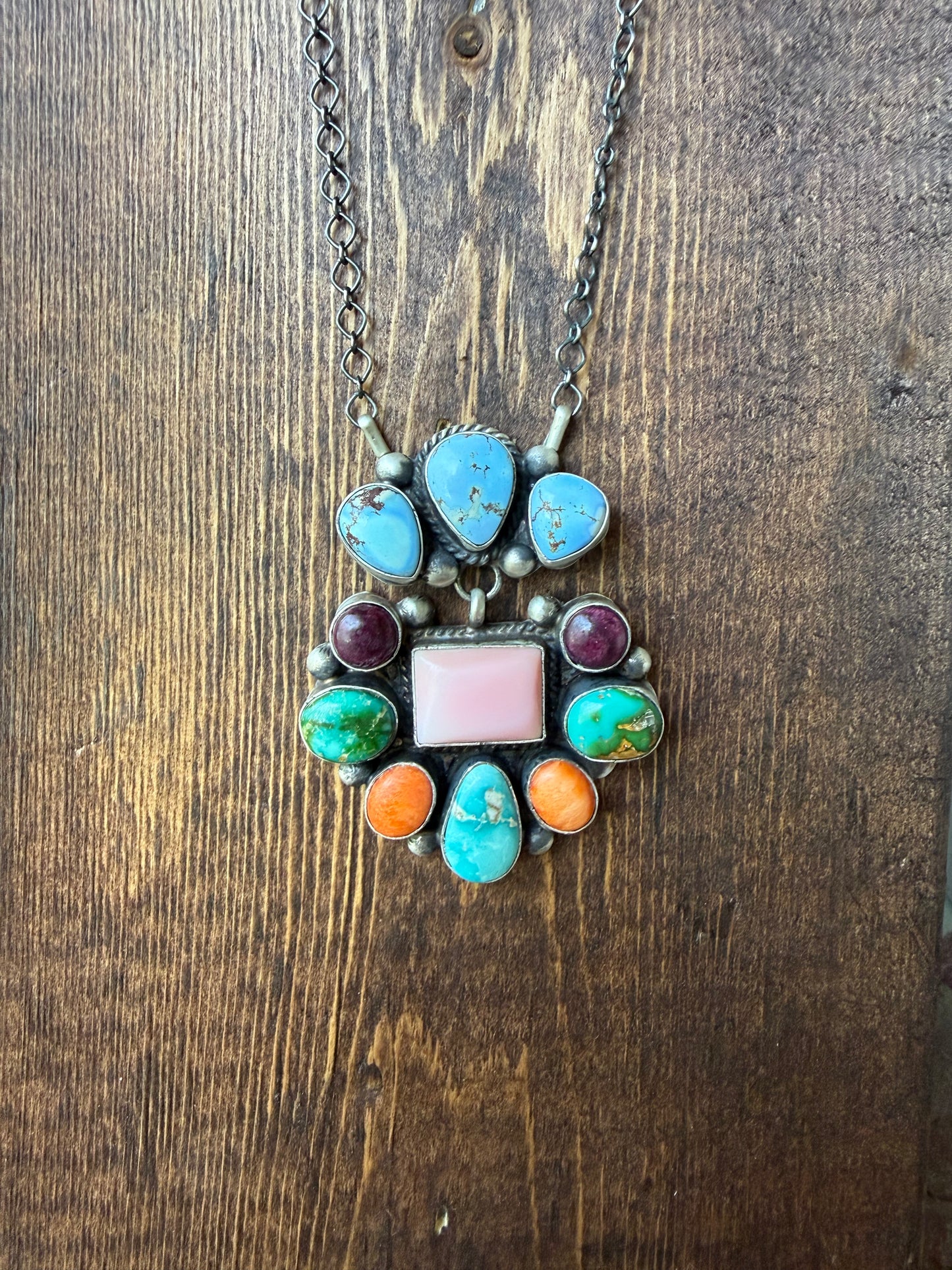 Multistone Dangle Cluster Necklace