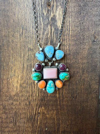 Multistone Dangle Cluster Necklace