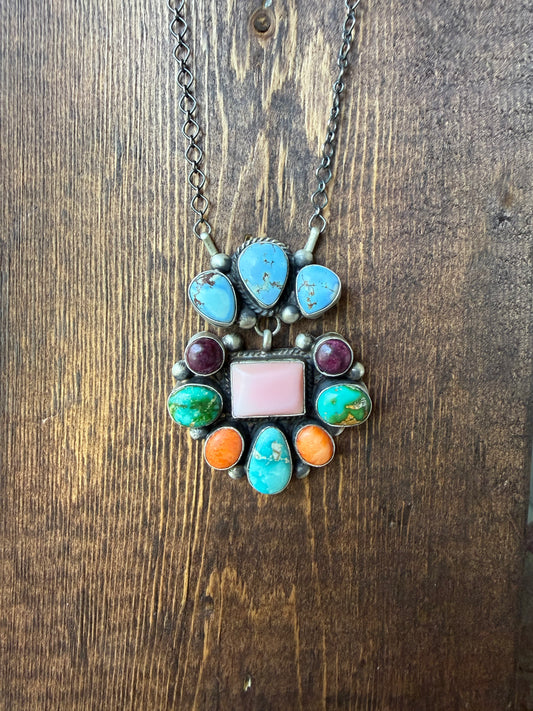 Multistone Dangle Cluster Necklace