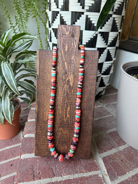 Multicolor Spiny Oyster Graduated Necklace