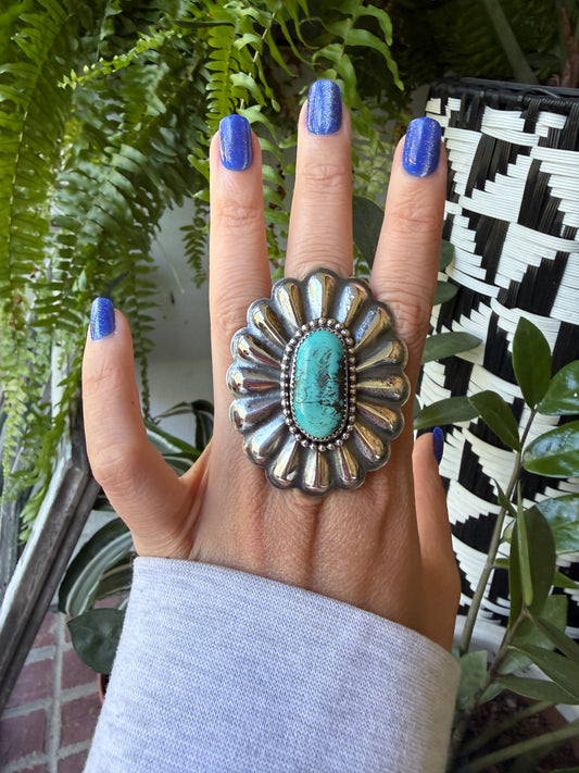 Ty Etsitty - Turquoise Concho Adjustable Ring