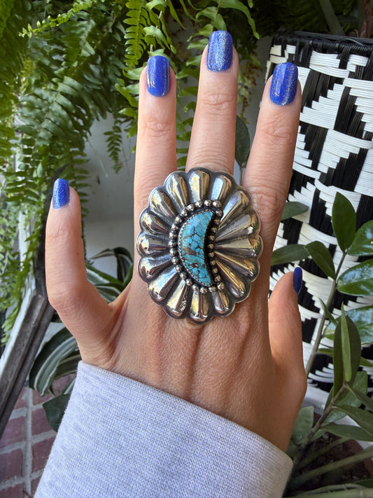 Ty Etsitty - Turquoise Moon1 Adjustable Ring