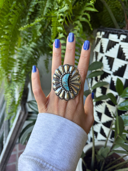 Ty Etsitty - Turquoise Moon1 Adjustable Ring