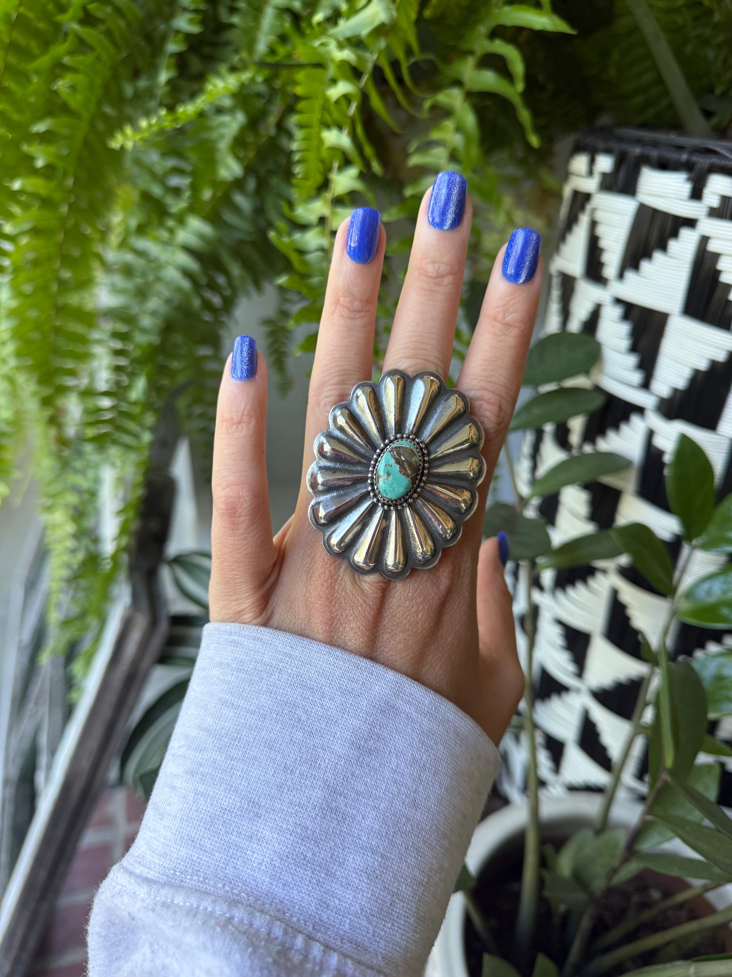 Ty Etsitty - Turquoise Concho Adjustable Ring