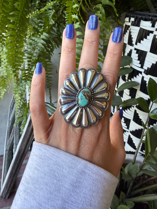 Ty Etsitty - Turquoise Concho Adjustable Ring