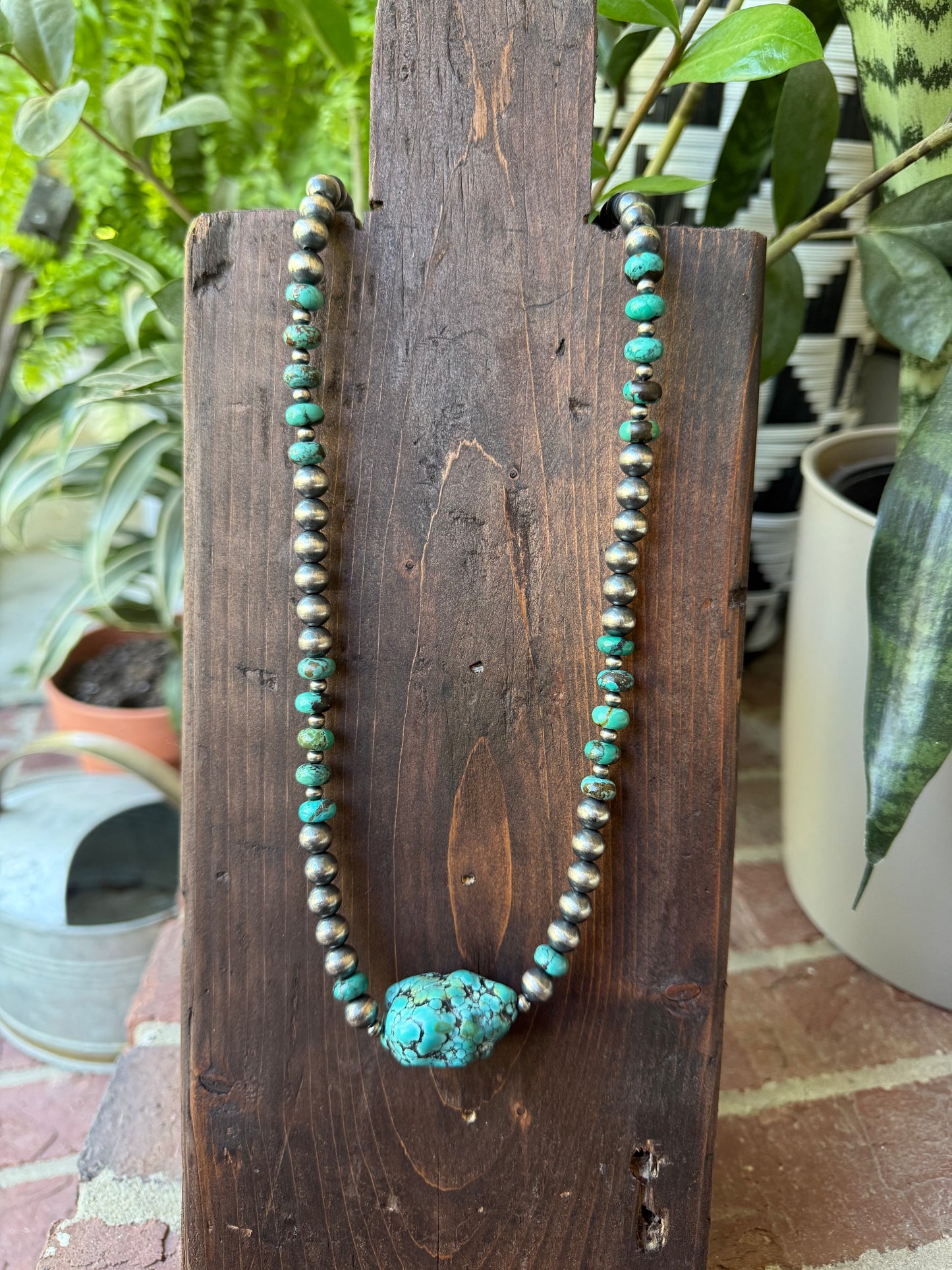 Egyptian Turquoise & Machine Made Bead Necklace