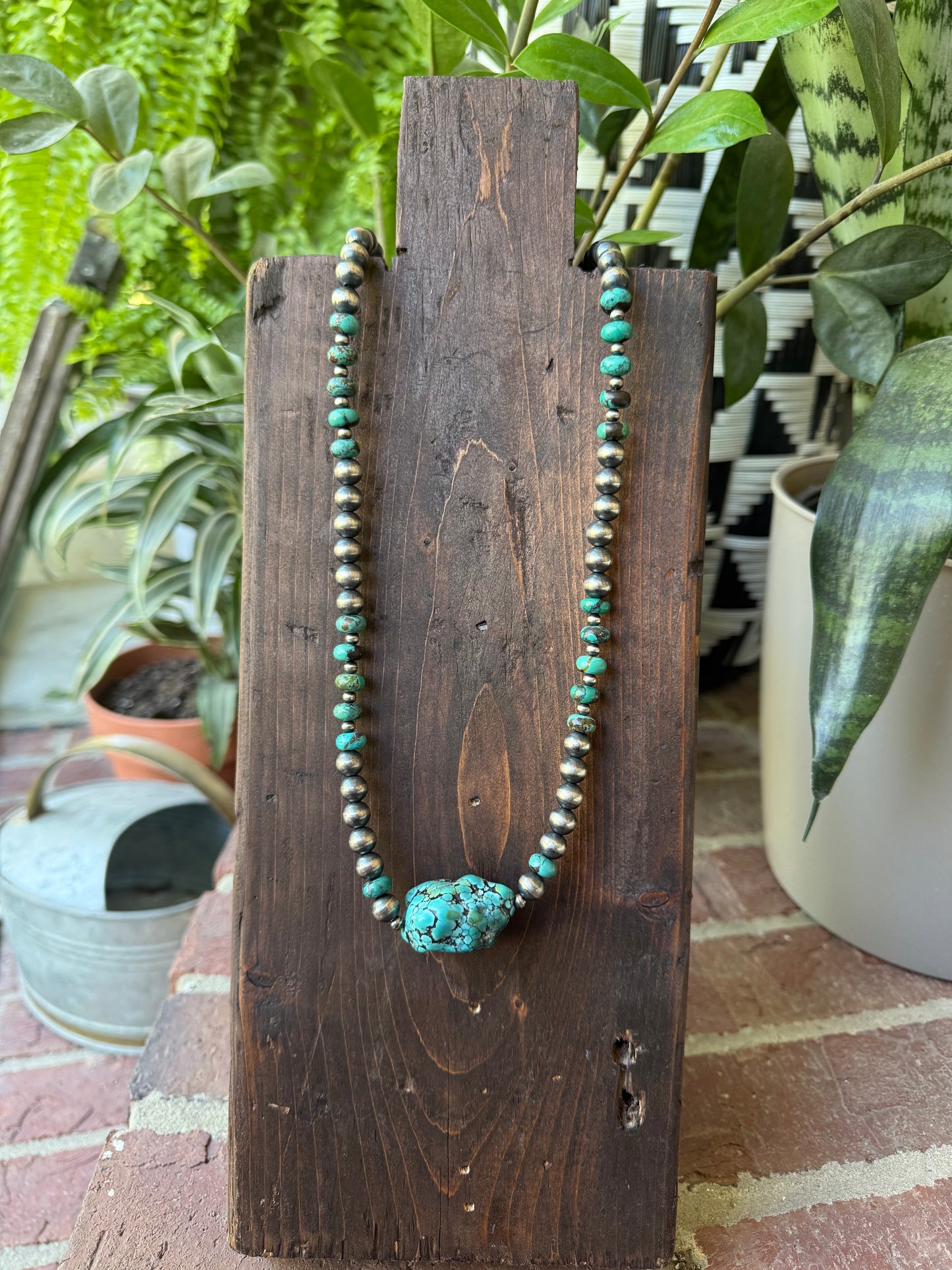 Egyptian Turquoise & Machine Made Bead Necklace