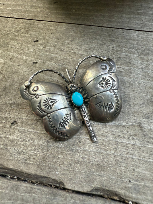 Butterfly Pin with Turquoise