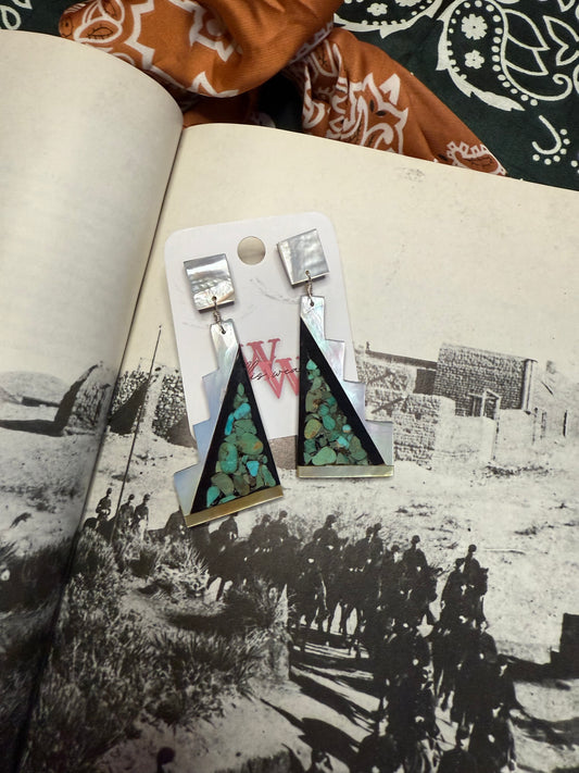 Santo Domingo Mother of Pearl Stud-Dangle Earrings