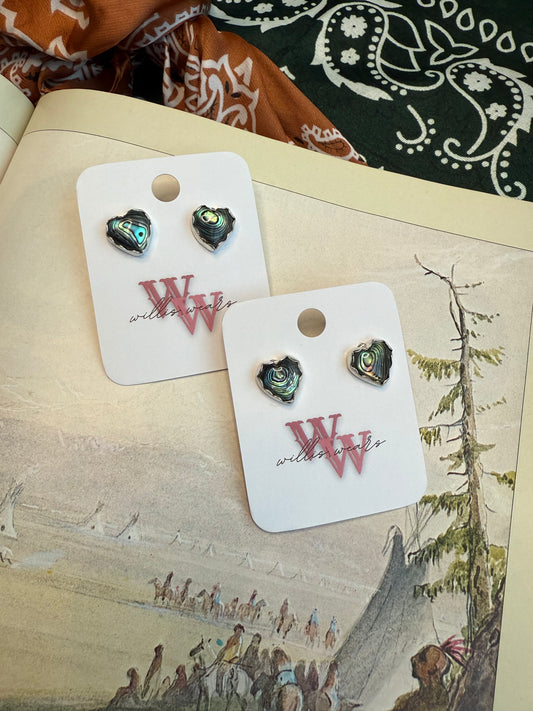 Abalone Heart Stud Earrings