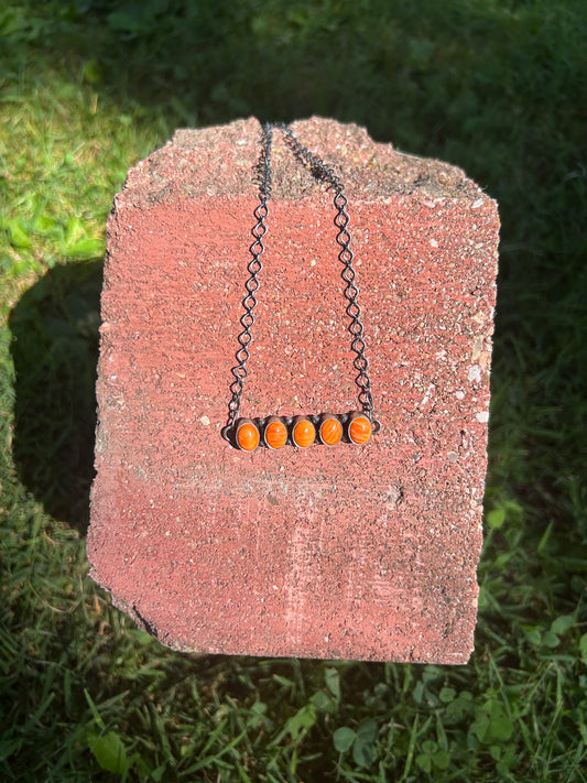 Orange Spiny Bar necklace