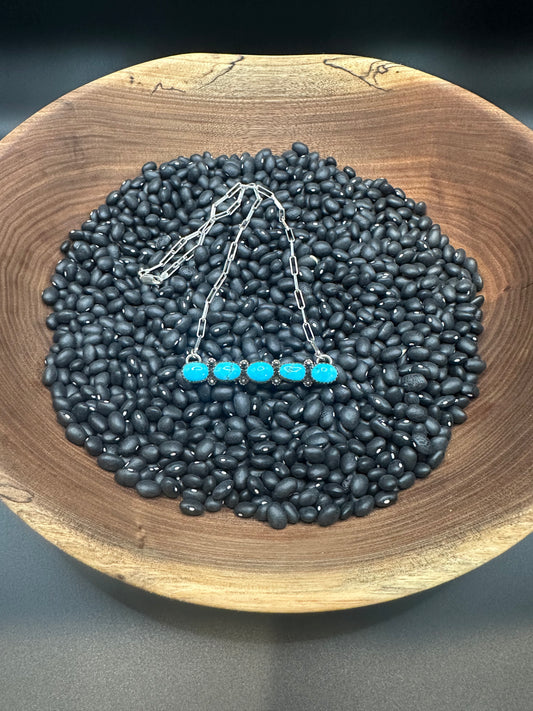 5 Stone Nugget Kingman Bar Necklace