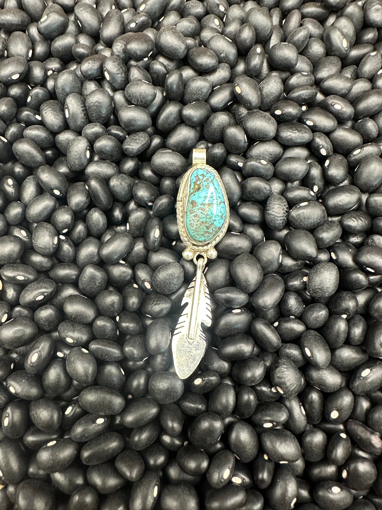Vintage Navajo Kingman Feather Pendant