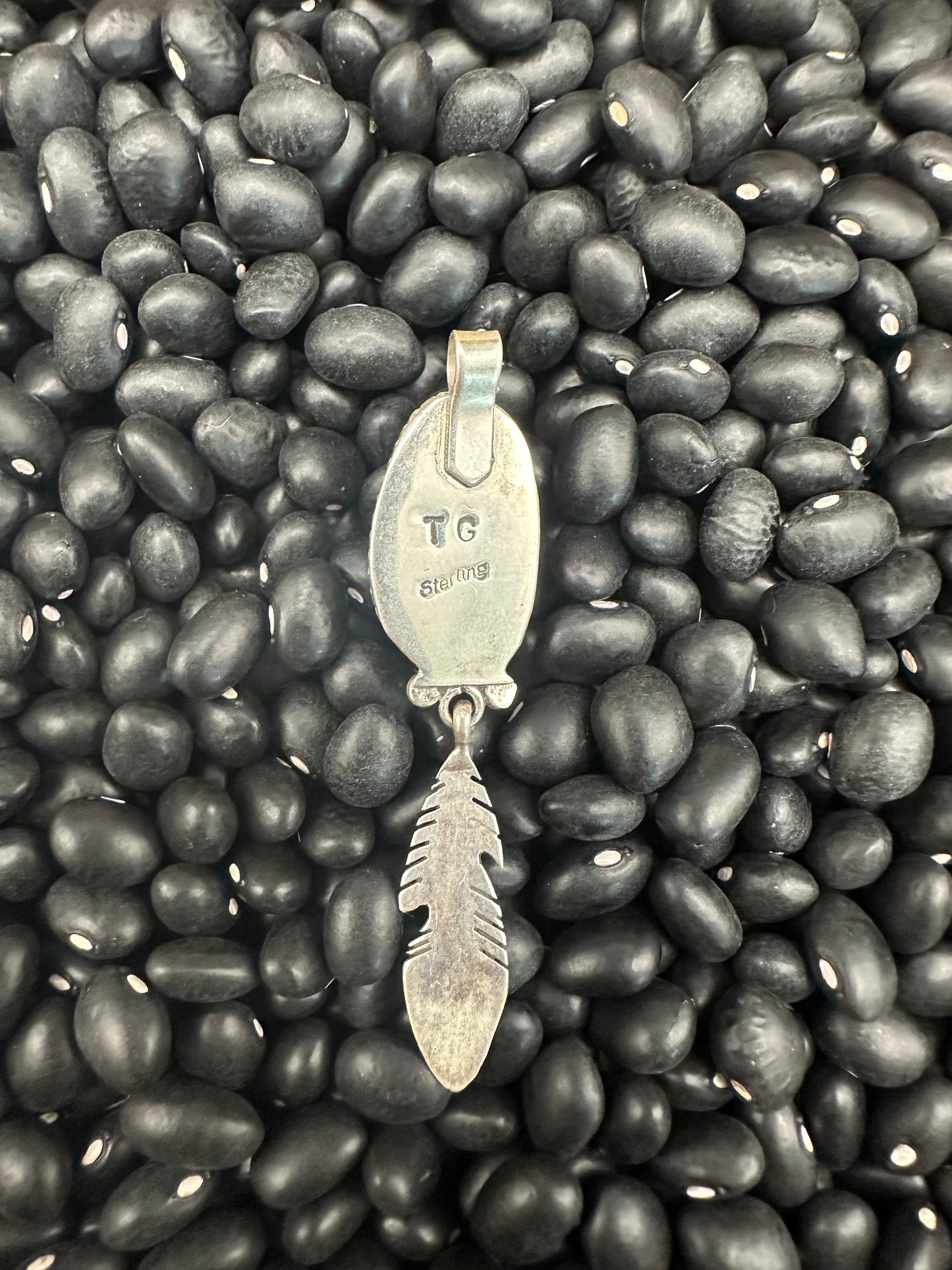 Vintage Navajo Kingman Feather Pendant