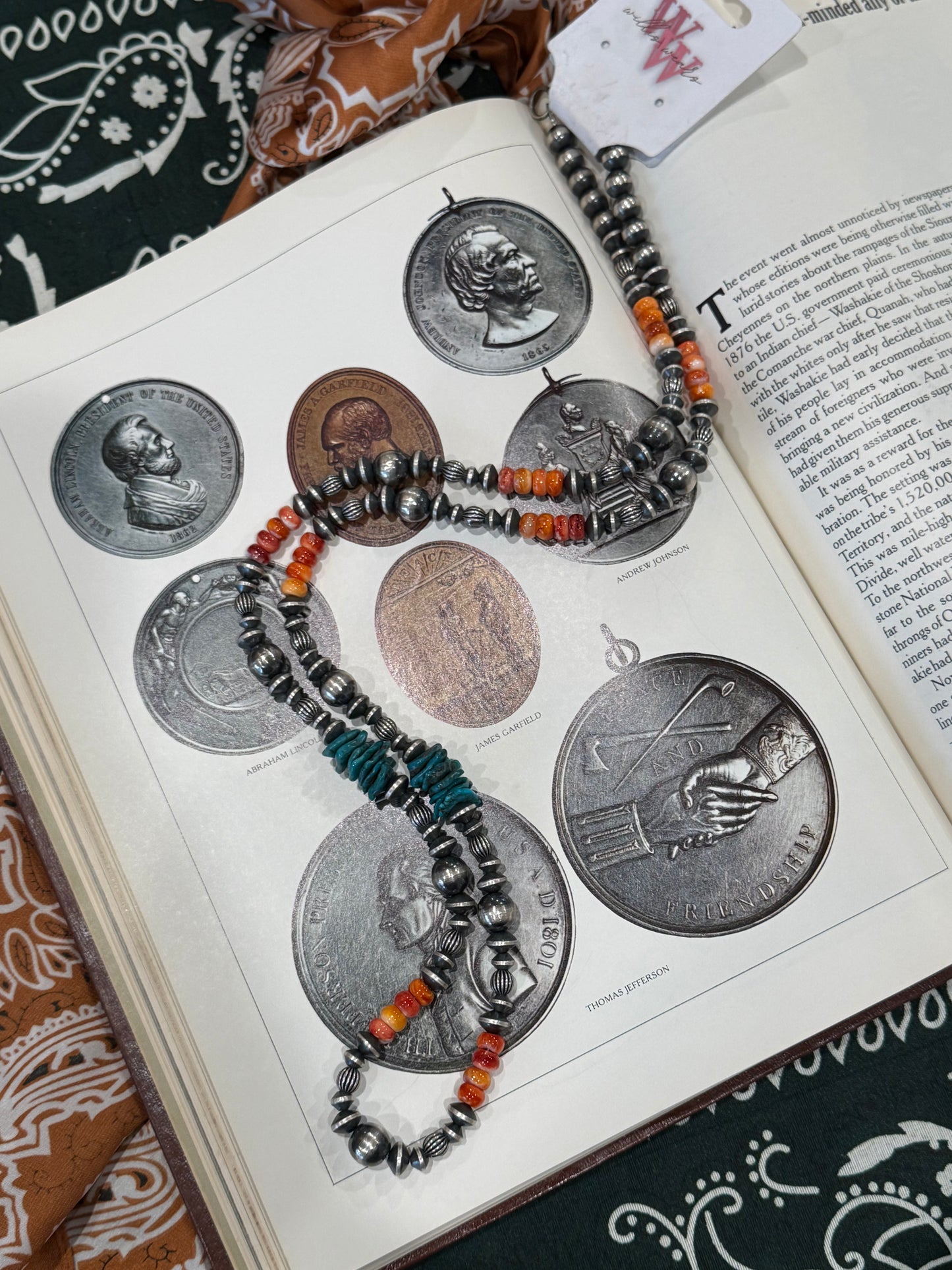 Handmade Pearls with Orange Spiny & Turquoise