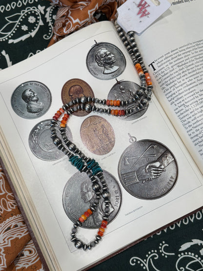 Handmade Pearls with Orange Spiny & Turquoise