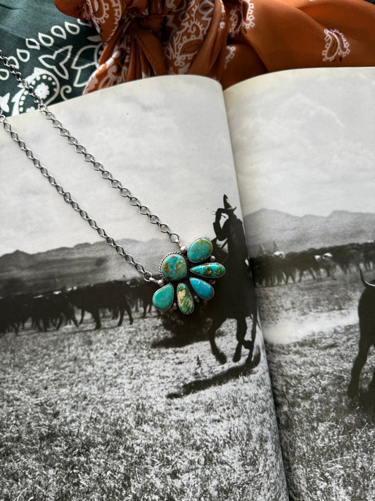 Multistone Half Cluster Necklace